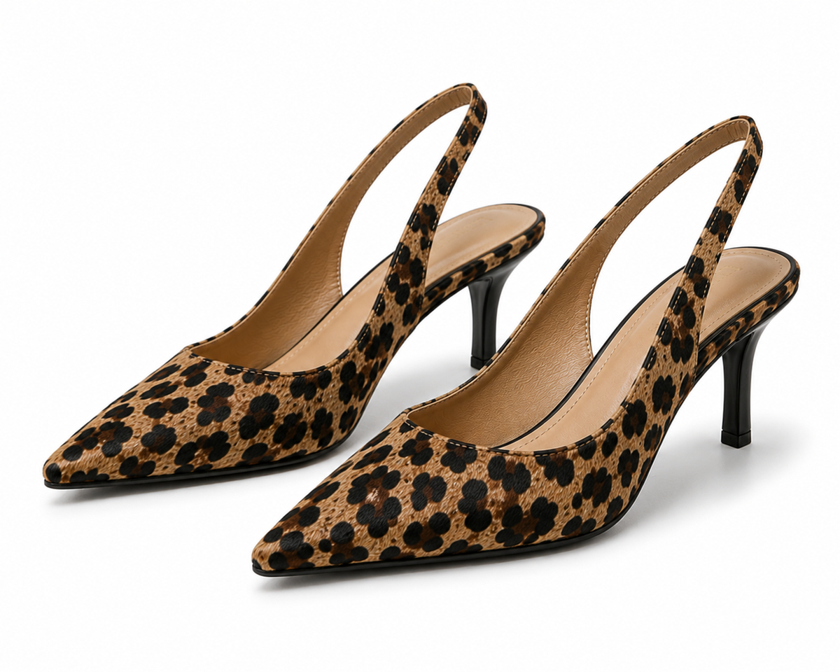 Leopard Print Heels with Pointed Toe for Women