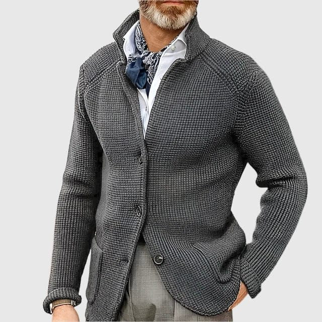 Ribbed Knit Button-Down Cardigan for Men - View 16