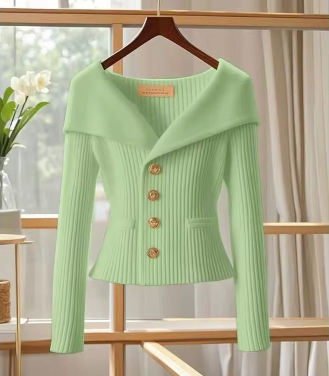 Ribbed Knit Long Sleeve Off-Shoulder Cardigan for Women