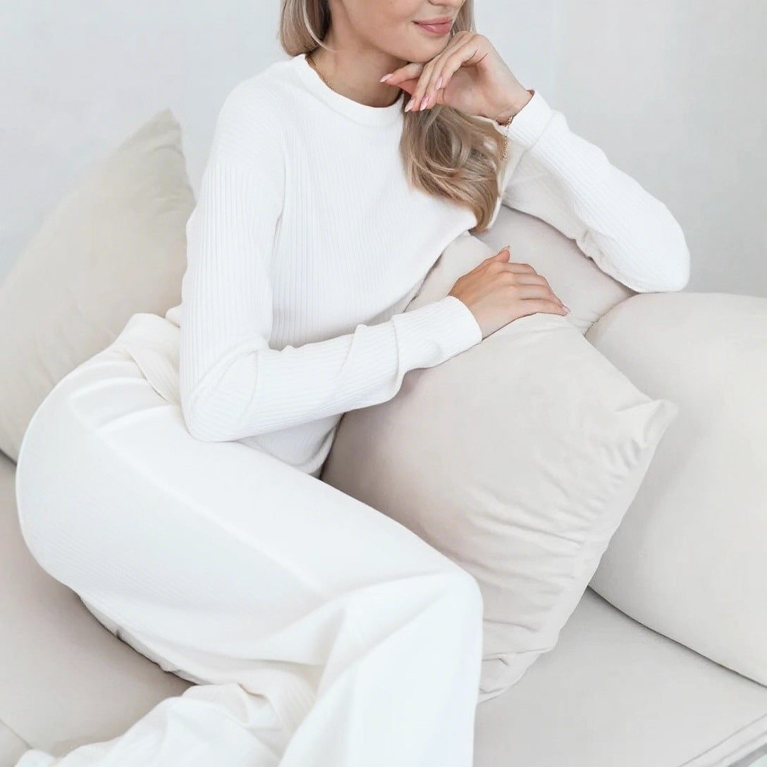 Ribbed Knit Long Sleeve Wedding Guest Maxi Dress for Women - View 3