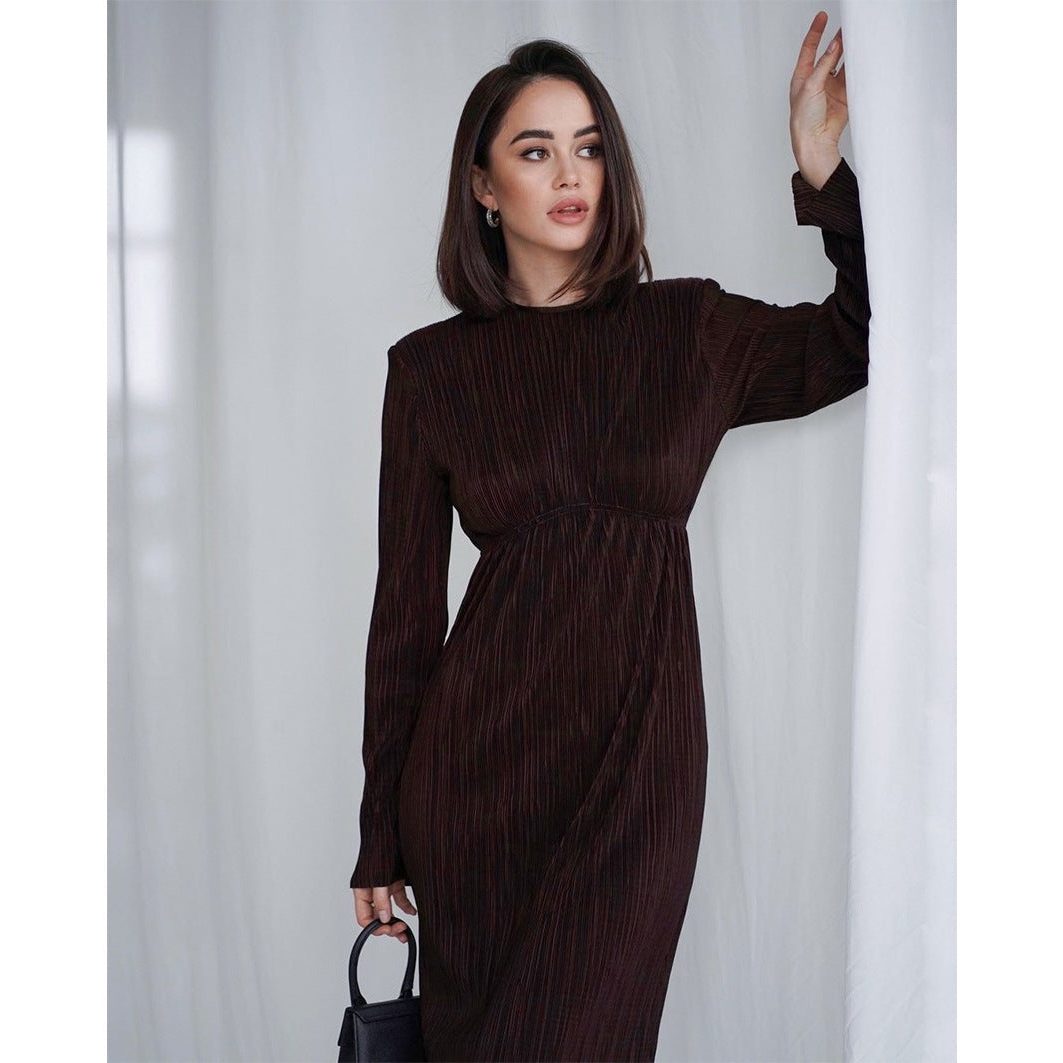 Ribbed Knit Maxi Autumn Wedding Guest Dress for Women - View 3