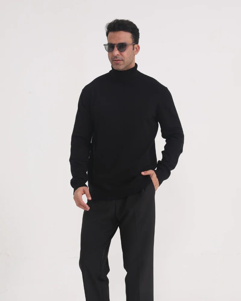 Ribbed Knit Roll Neck Jumper for Men