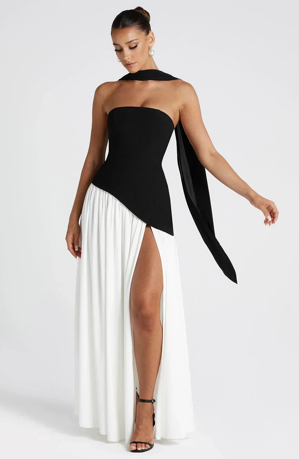 Wedding Guest Halterneck Maxi Dress with High Slit for Women