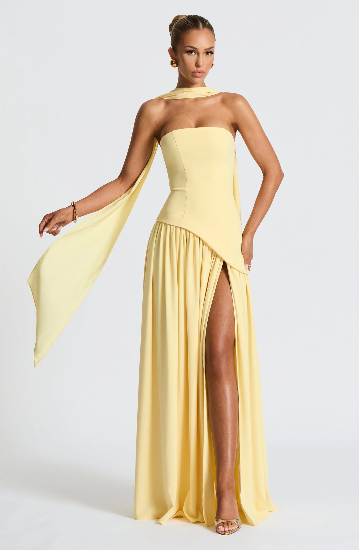 Wedding Guest Halterneck Maxi Dress with High Slit for Women
