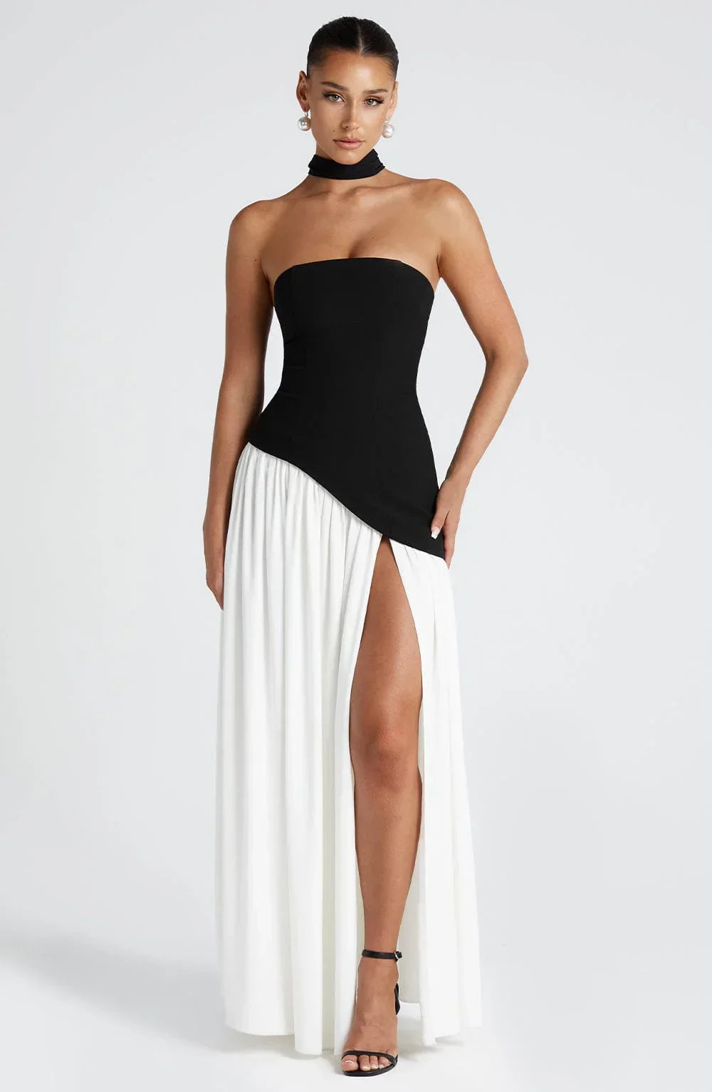Wedding Guest Halterneck Maxi Dress with High Slit for Women