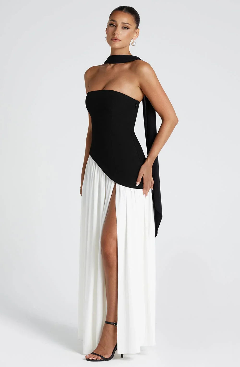Wedding Guest Halterneck Maxi Dress with High Slit for Women