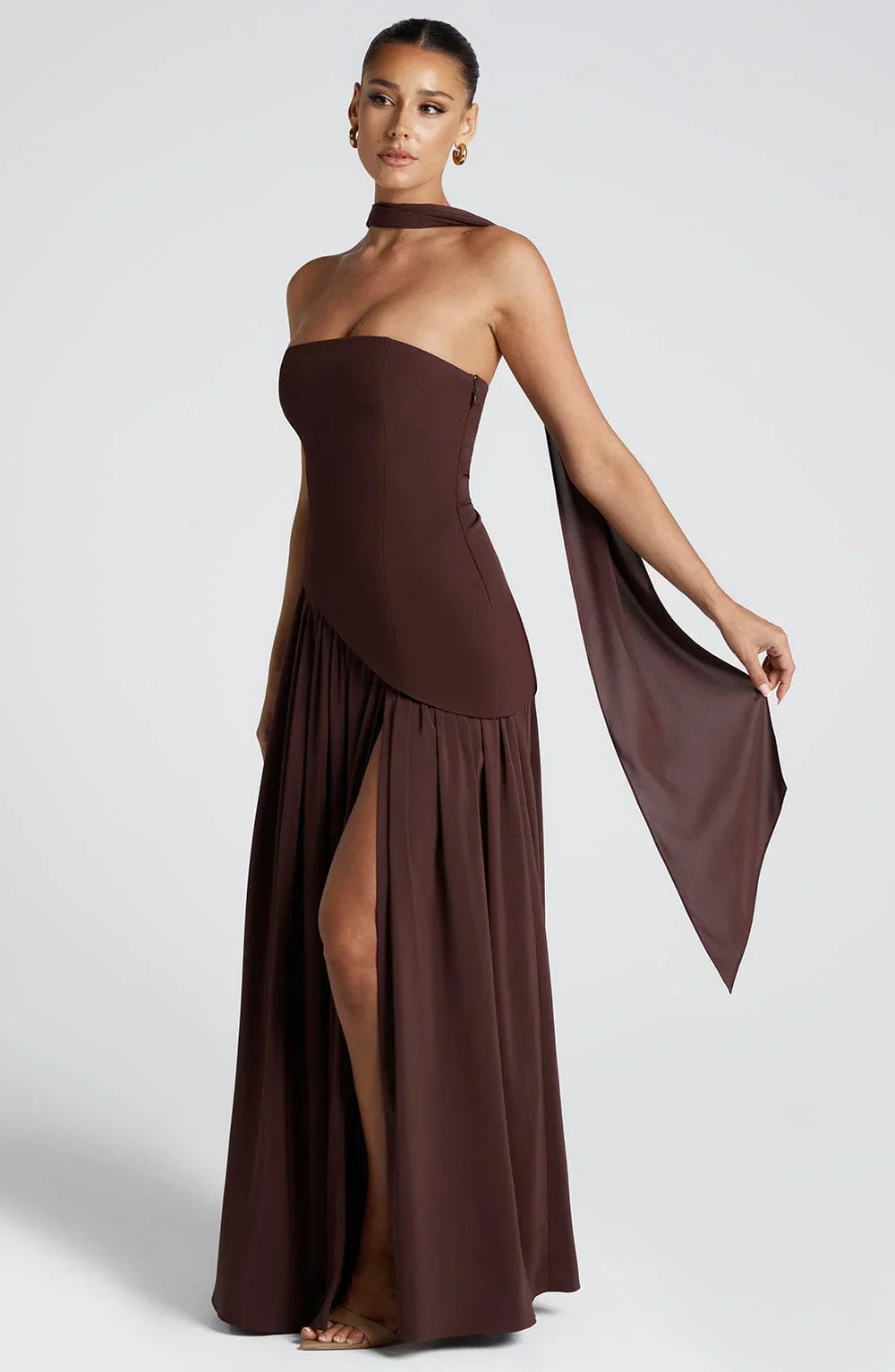 Wedding Guest Halterneck Maxi Dress with High Slit for Women