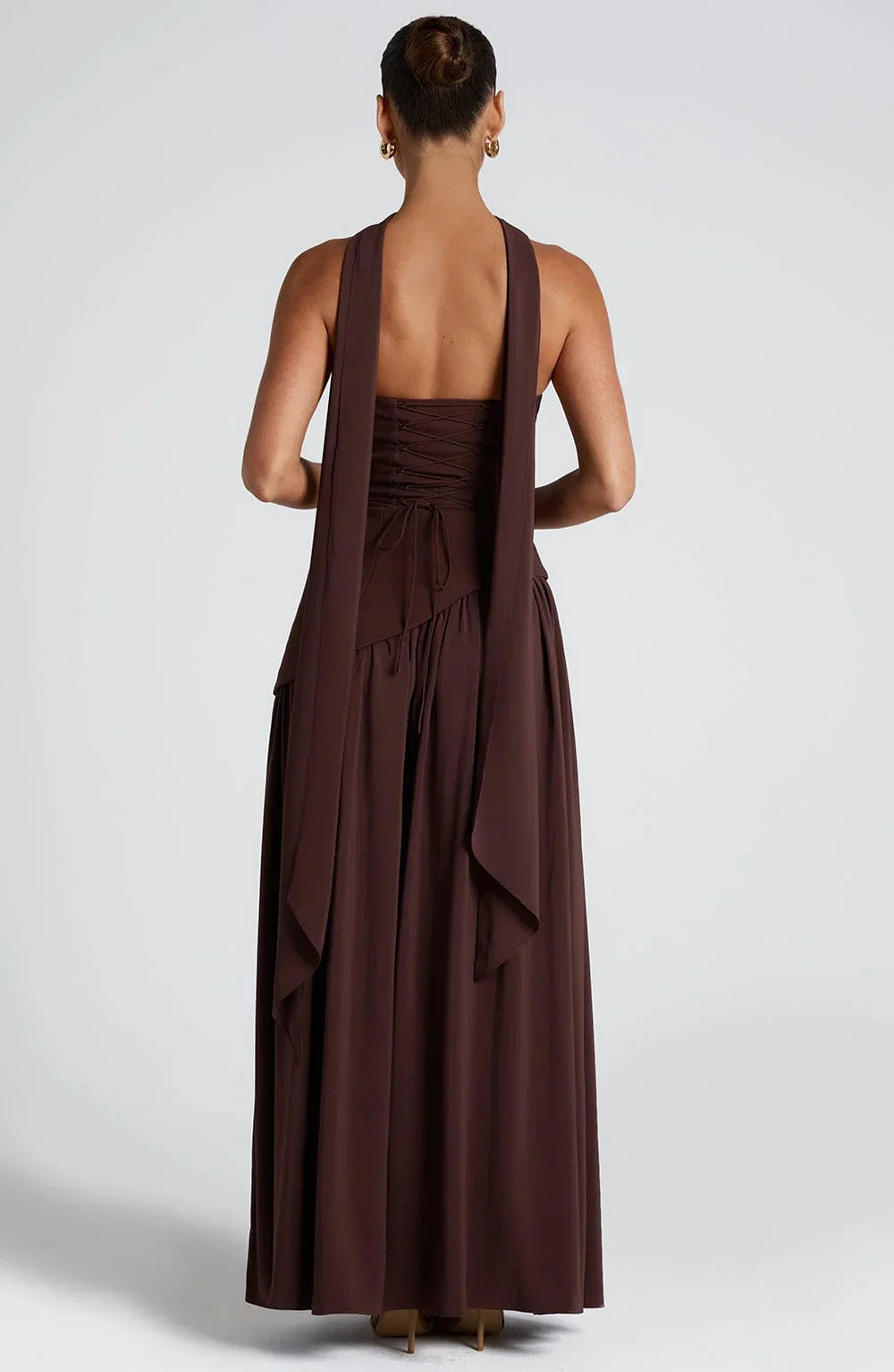 Wedding Guest Halterneck Maxi Dress with High Slit for Women
