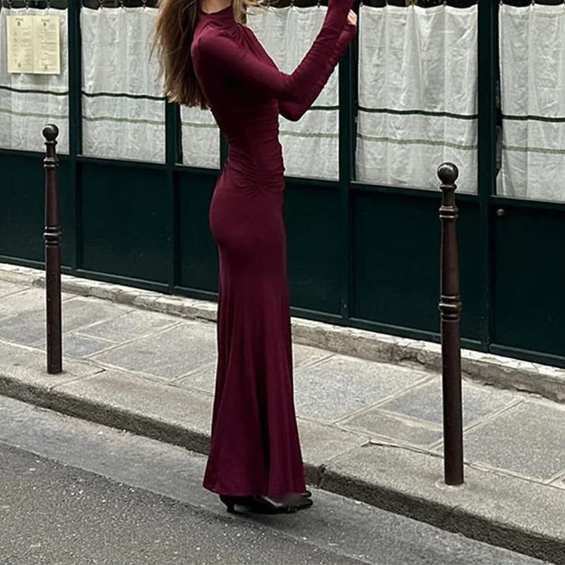 Roll Neck Long Sleeve Wedding Guest Maxi Dress for Women - View 4