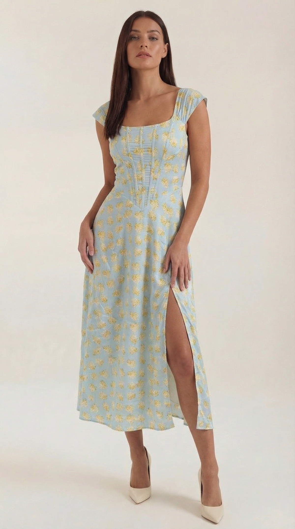 Floral A-Line Midi Dress Wedding Guest for Women