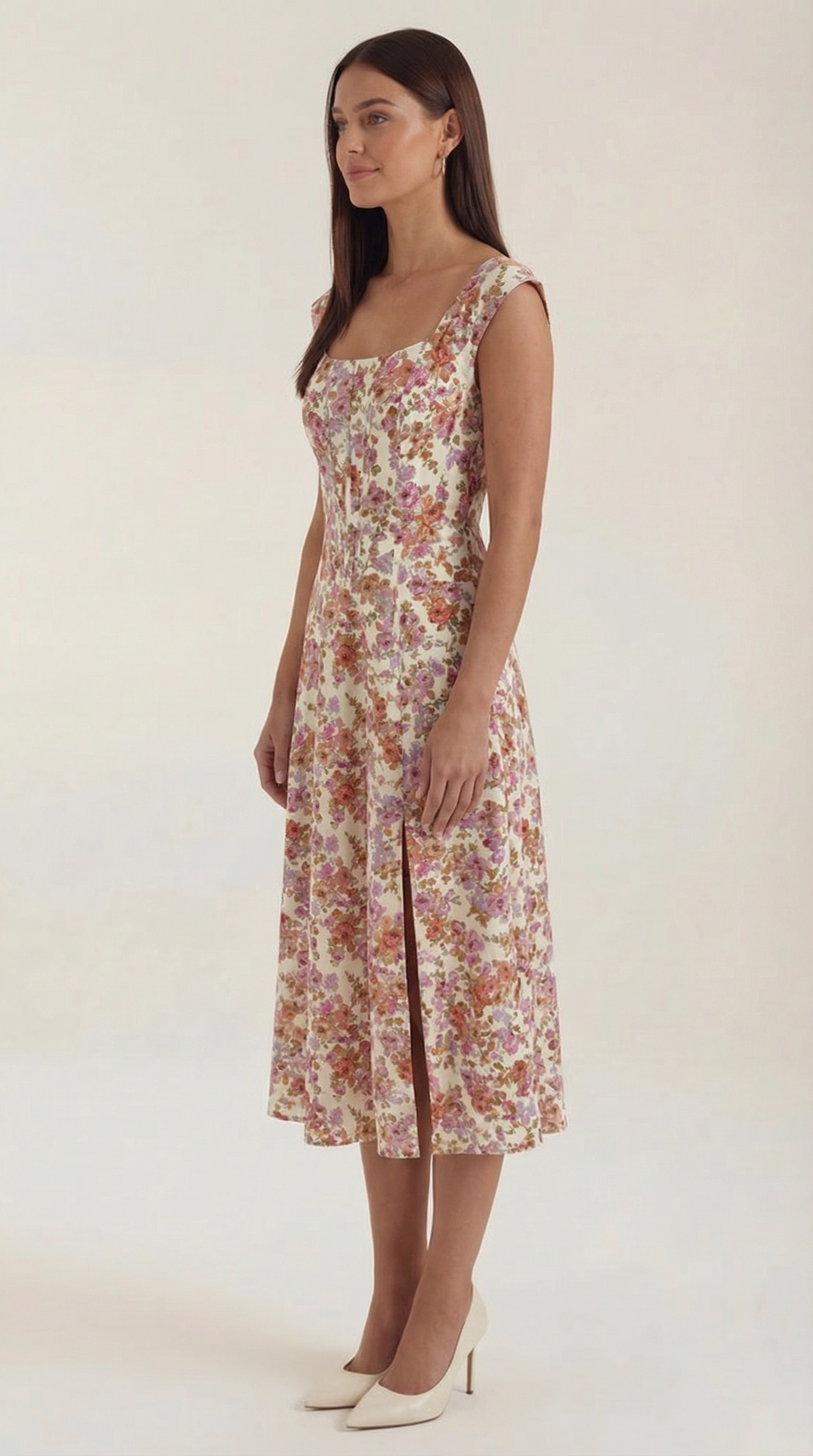 Floral A-Line Midi Dress Wedding Guest for Women