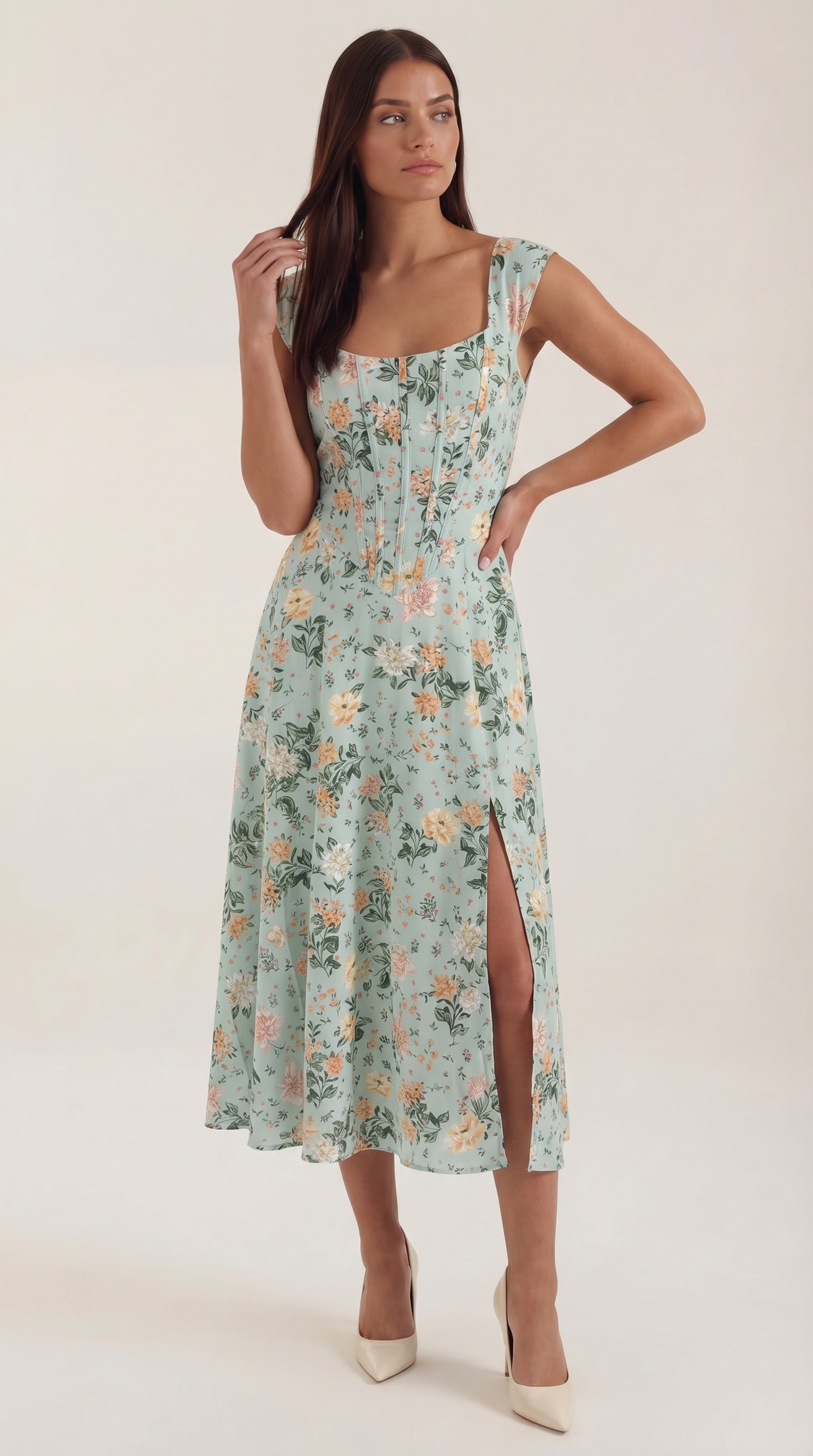 Floral A-Line Midi Dress Wedding Guest for Women