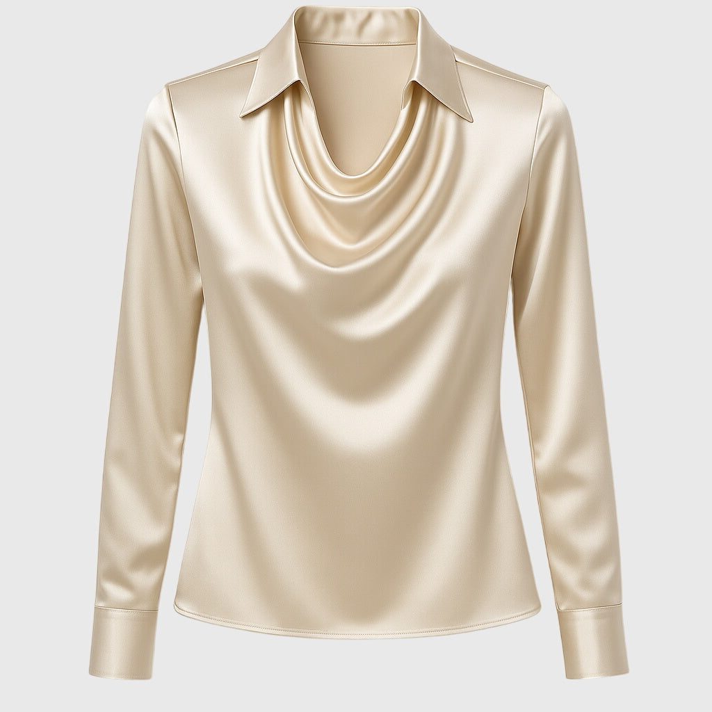 Satin Collared Blouse with Long Sleeves for Women - View 10
