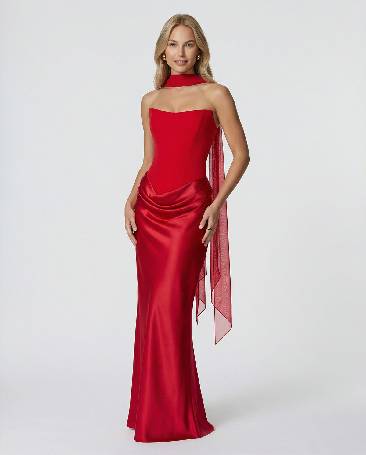 Satin Corset Maxi Autumn Wedding Guest Dress for Women - View 10
