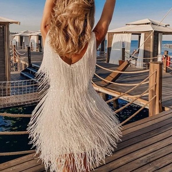 Sequin Fringe Mini Dress for Party for Women