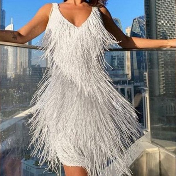 Sequin Fringe Mini Dress for Party for Women - View 6