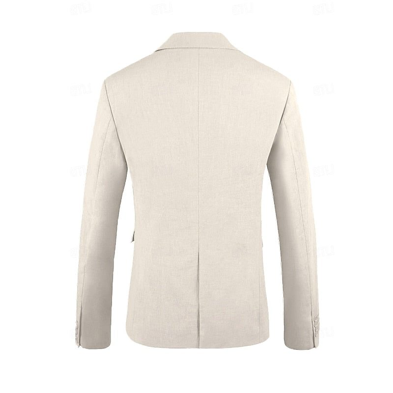 Linen Single-Breasted Three-Piece Suit for Men - View 3