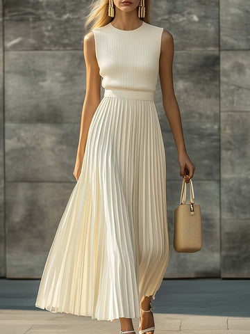 Sleeveless Pleated Maxi Dress for Women