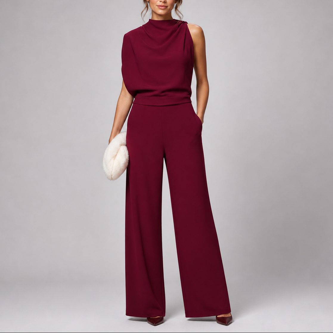 Sleeveless Wide Leg Jumpsuit for Women - Red