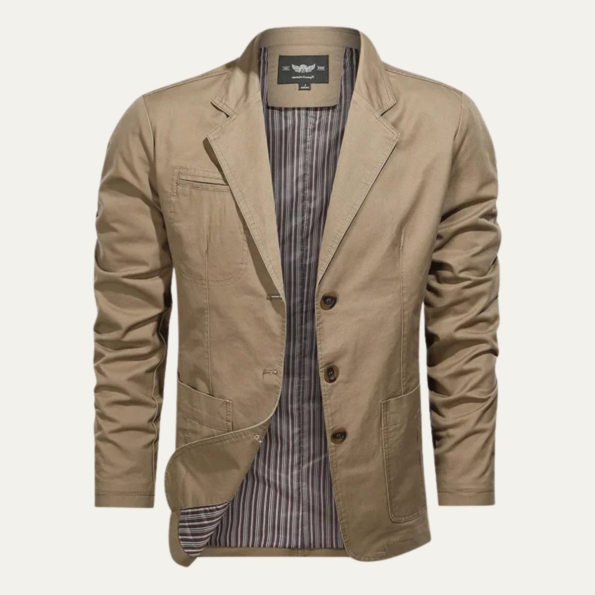 Slim Fit Cotton Blazer with Lapel Collar for Men - View 4