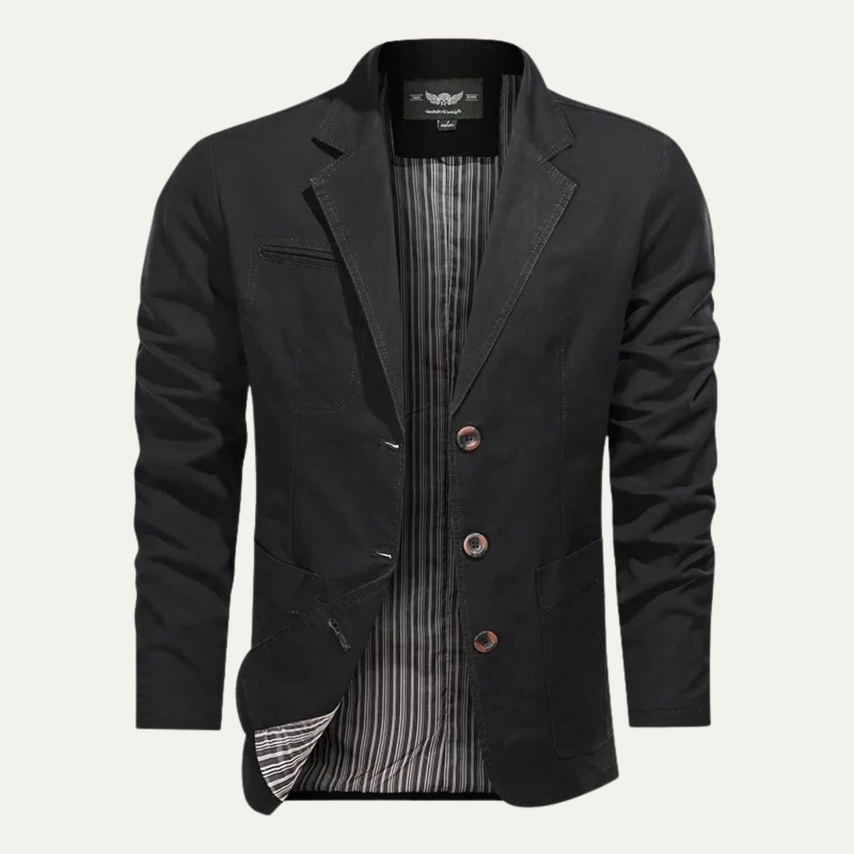 Slim Fit Cotton Blazer with Lapel Collar for Men - View 8