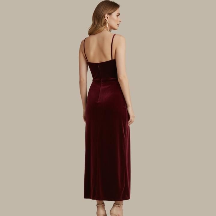 Slim Fit Split Hem Midi Dress for Women - View 3