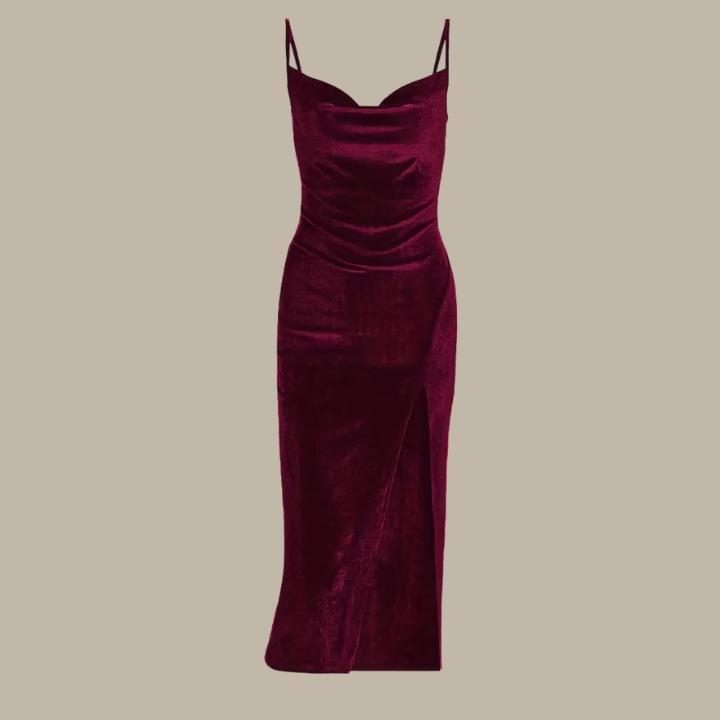 Slim Fit Split Hem Midi Dress for Women - View 4