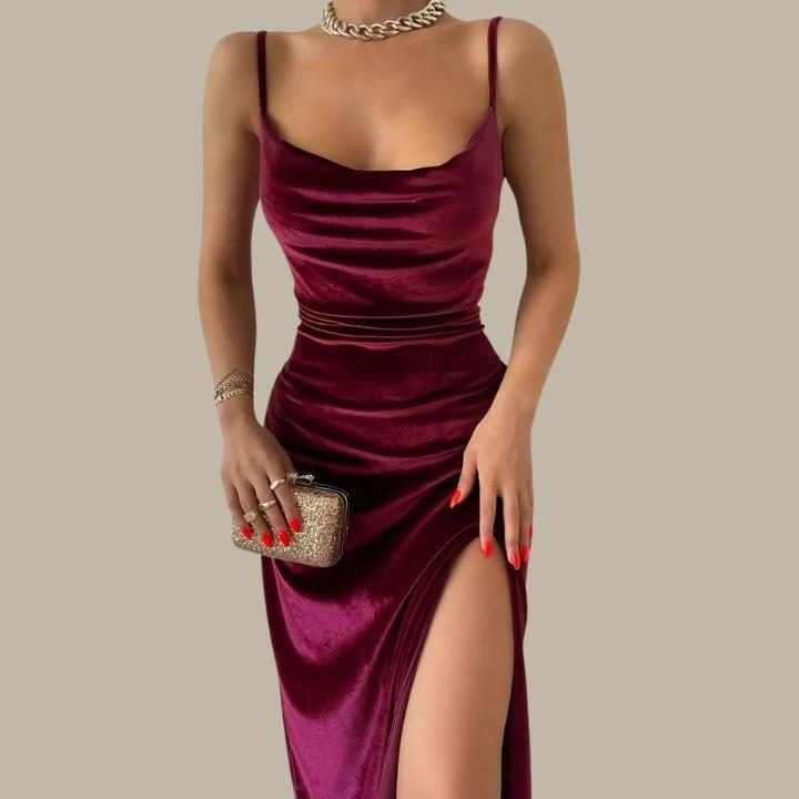 Slim Fit Split Hem Midi Dress for Women - View 5