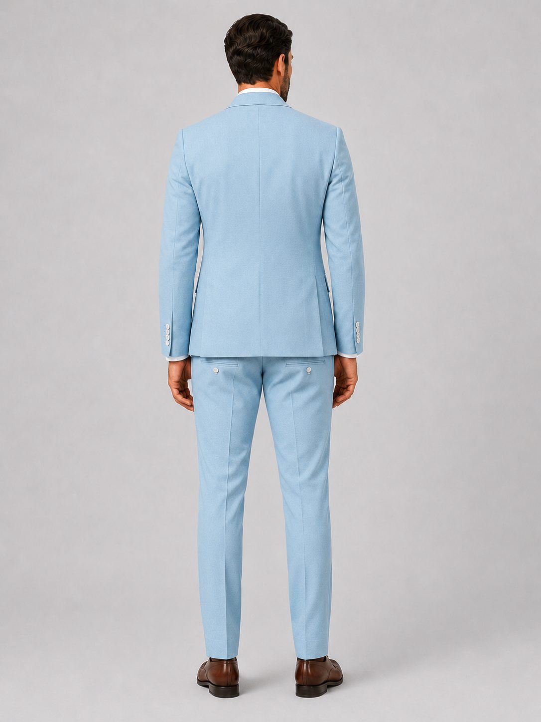 Slim Fit Two-Button Linen Suit Set for Men - View 3
