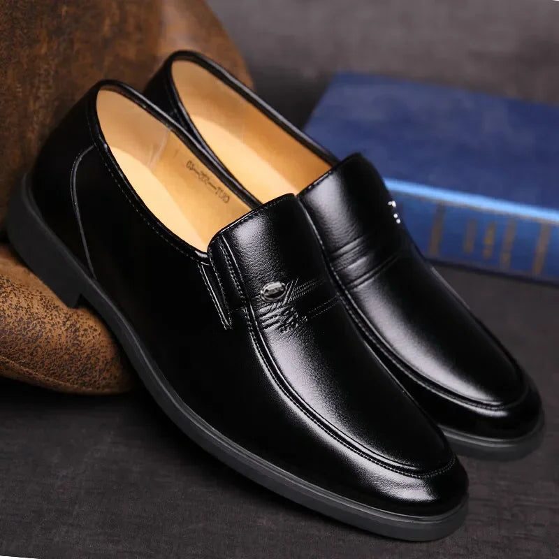 Leather Slip-On Loafers with Chunky Sole for Men