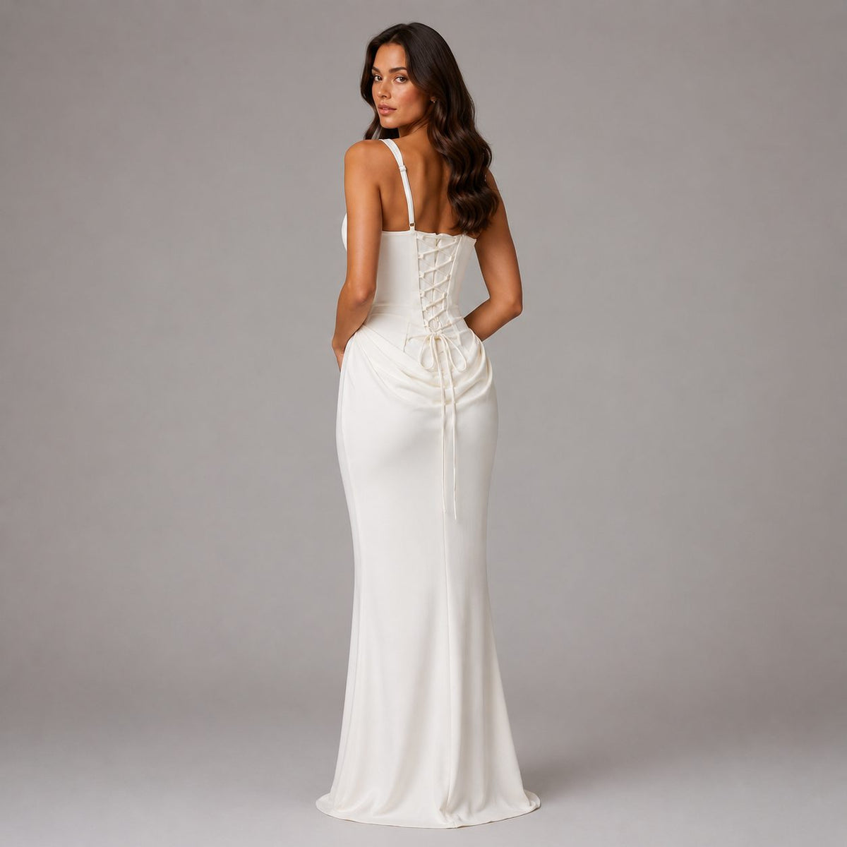 Square Neck Draped Corset Maxi Dress for Women - View 5