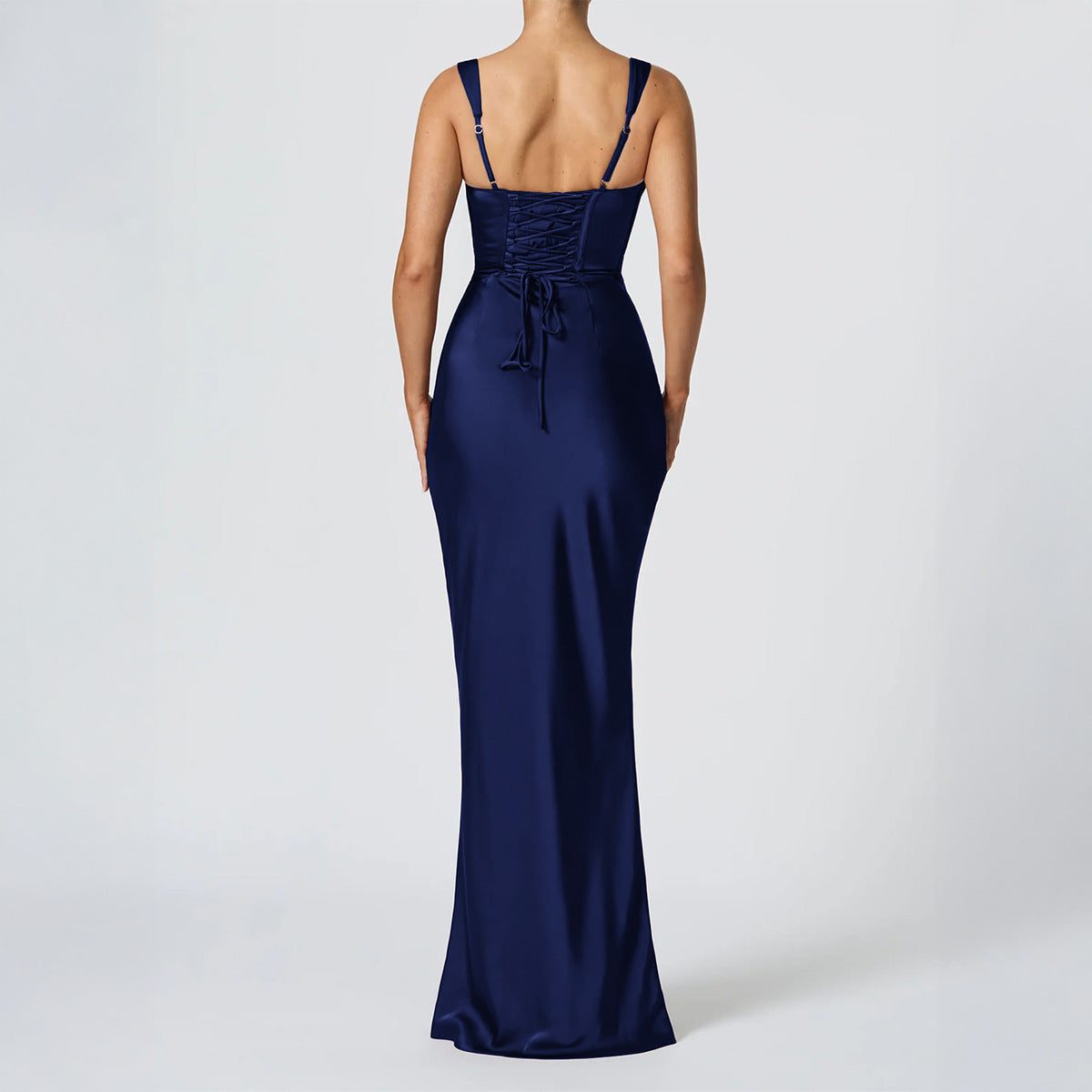 Square Neck Ruched Sleeveless Autumn Wedding Guest Maxi Dress for Women - View 3
