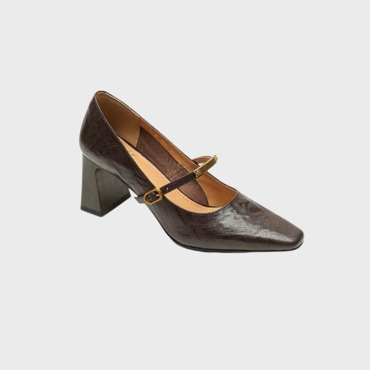 Square Toe Mary Jane Pump for Women - Brown