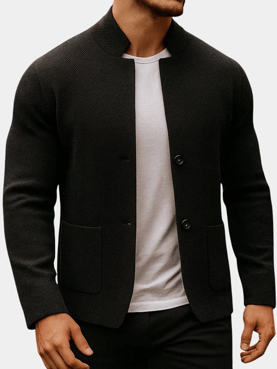 Stand Collar Button Knit Jacket for Men