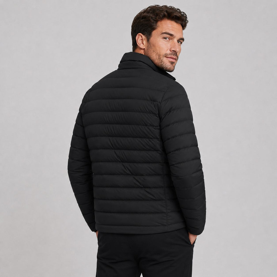 Stand Collar Puffer Jacket for Men