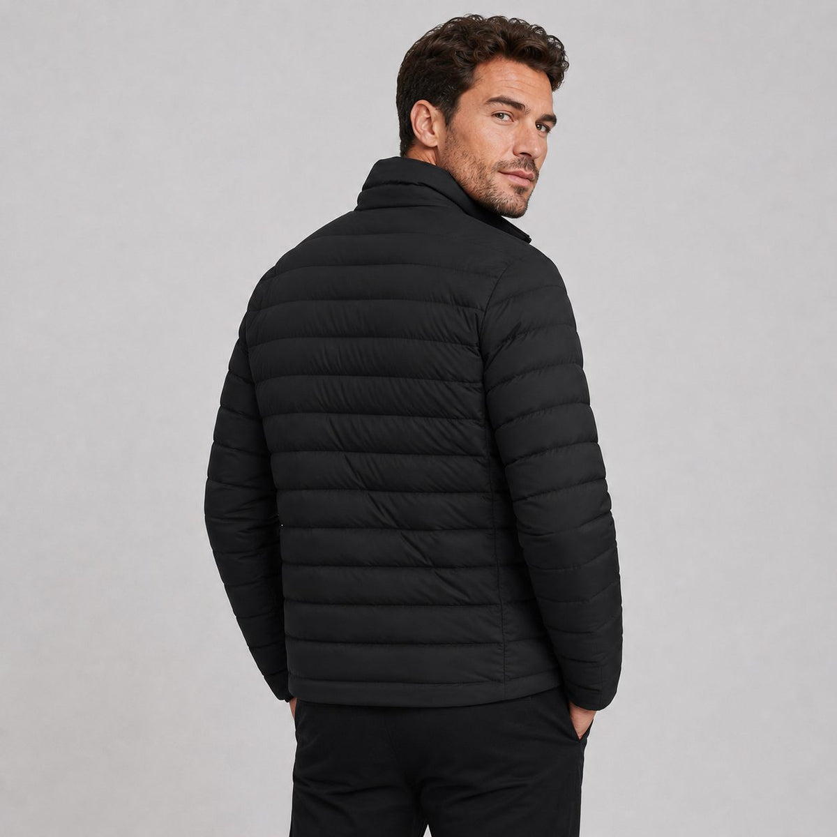 Stand Collar Puffer Jacket for Men - View 2