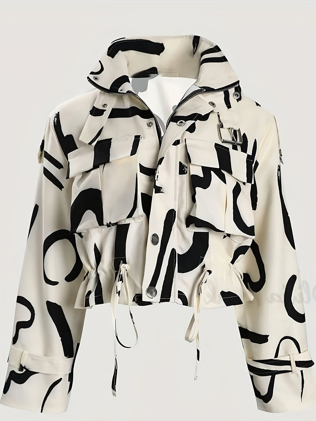 Stand Collar Zip-Up Jacket for Women
