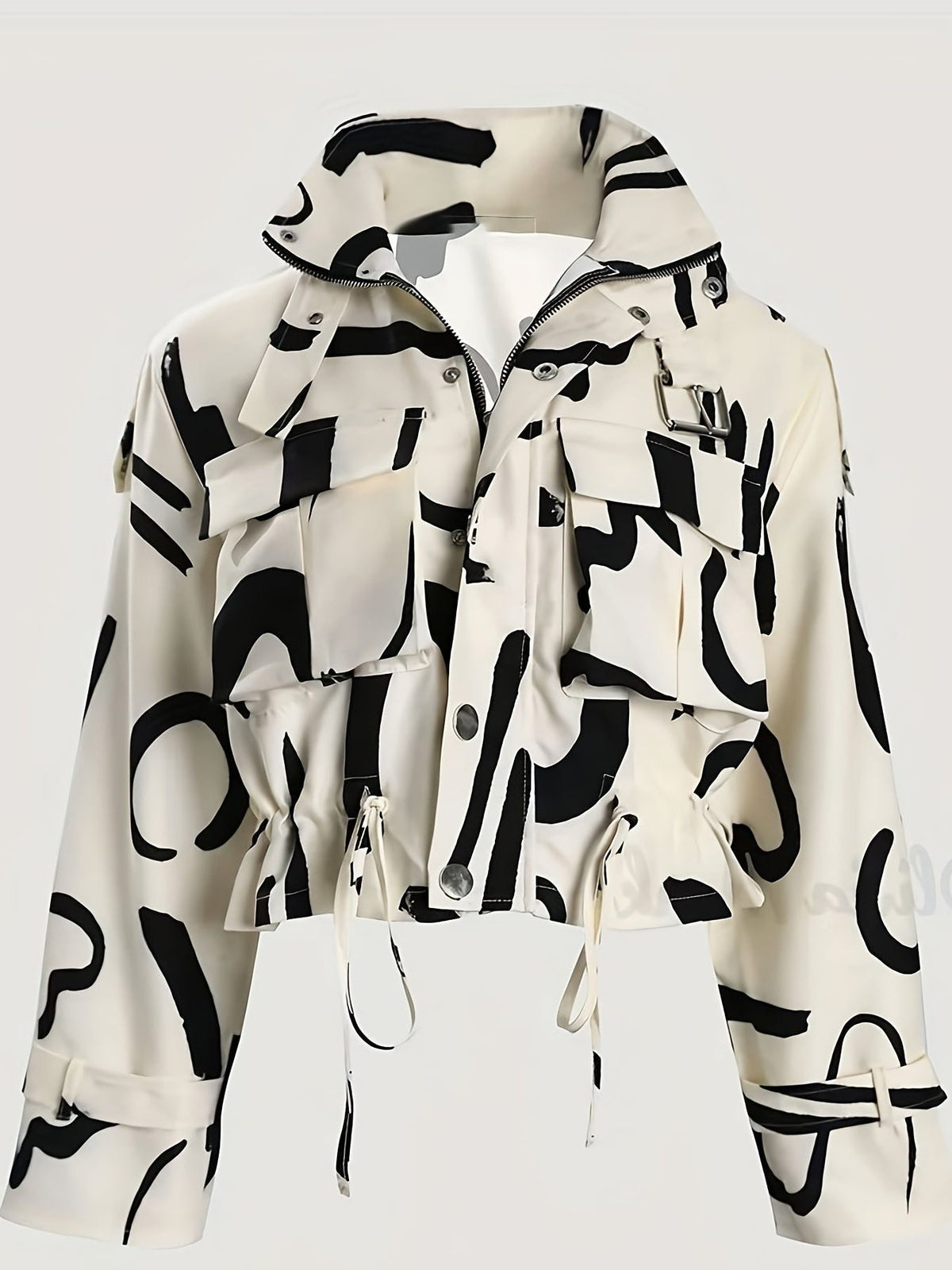 Stand Collar Zip-Up Jacket for Women