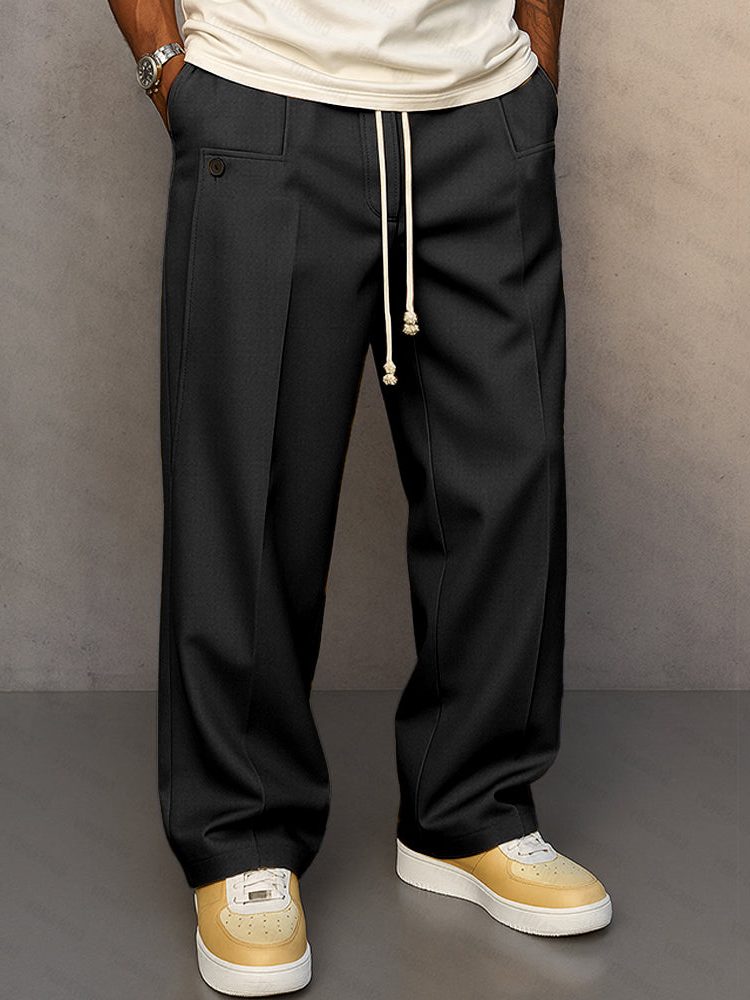 Straight Leg Chino Trousers for Men - Noir