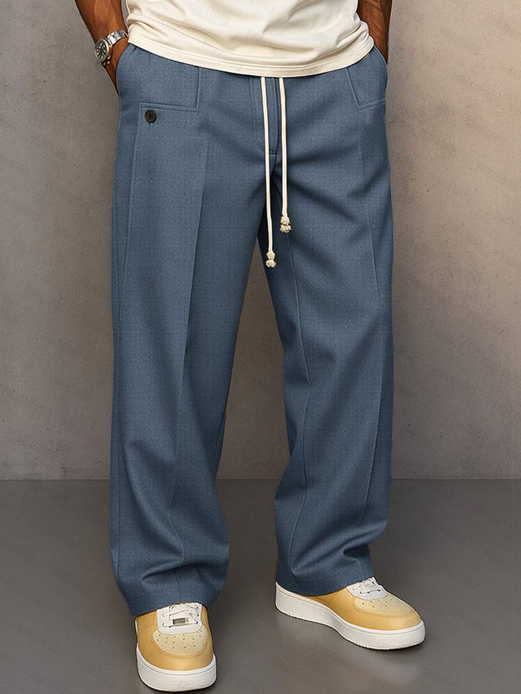 Straight Leg Chino Trousers for Men - Bleu