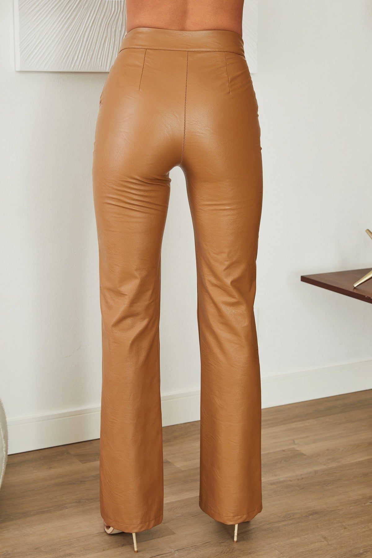 Straight Leg Faux Leather Trousers for Women - View 12