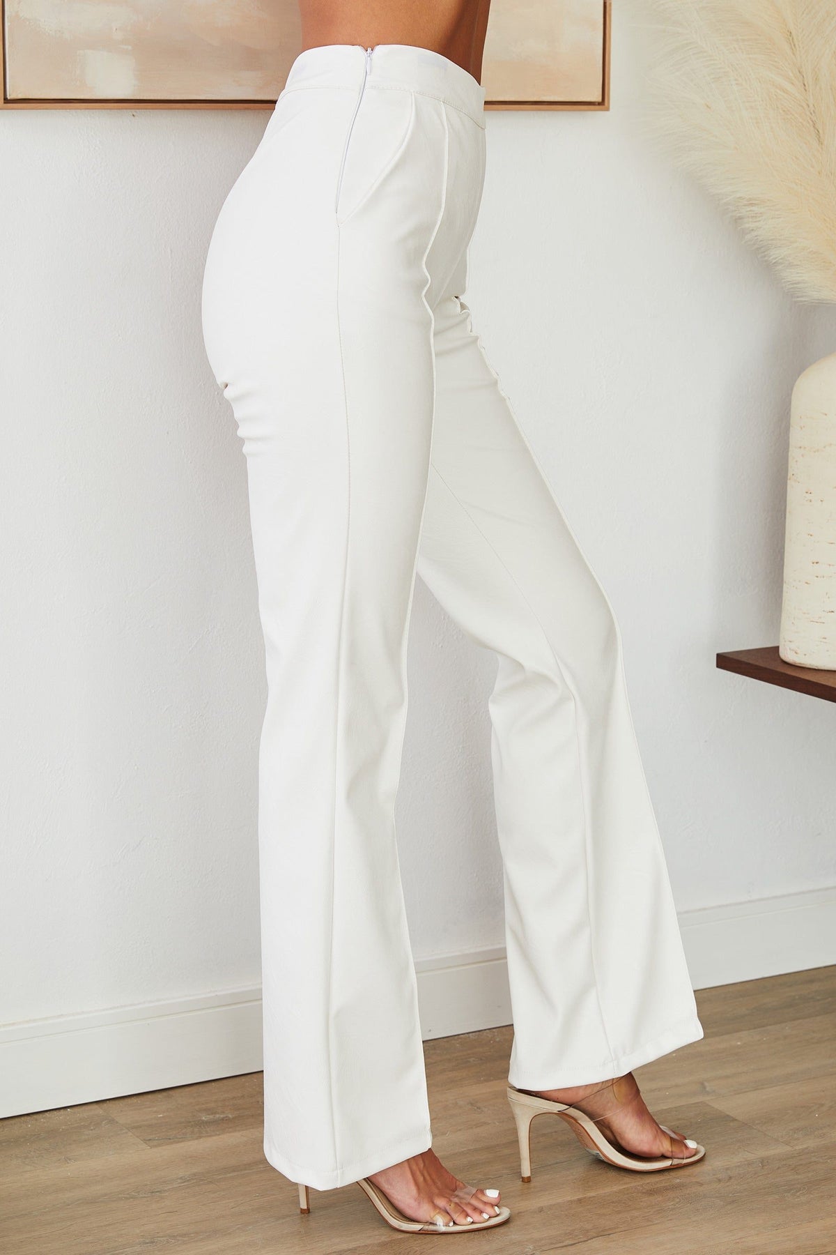 Straight Leg Faux Leather Trousers for Women - View 15