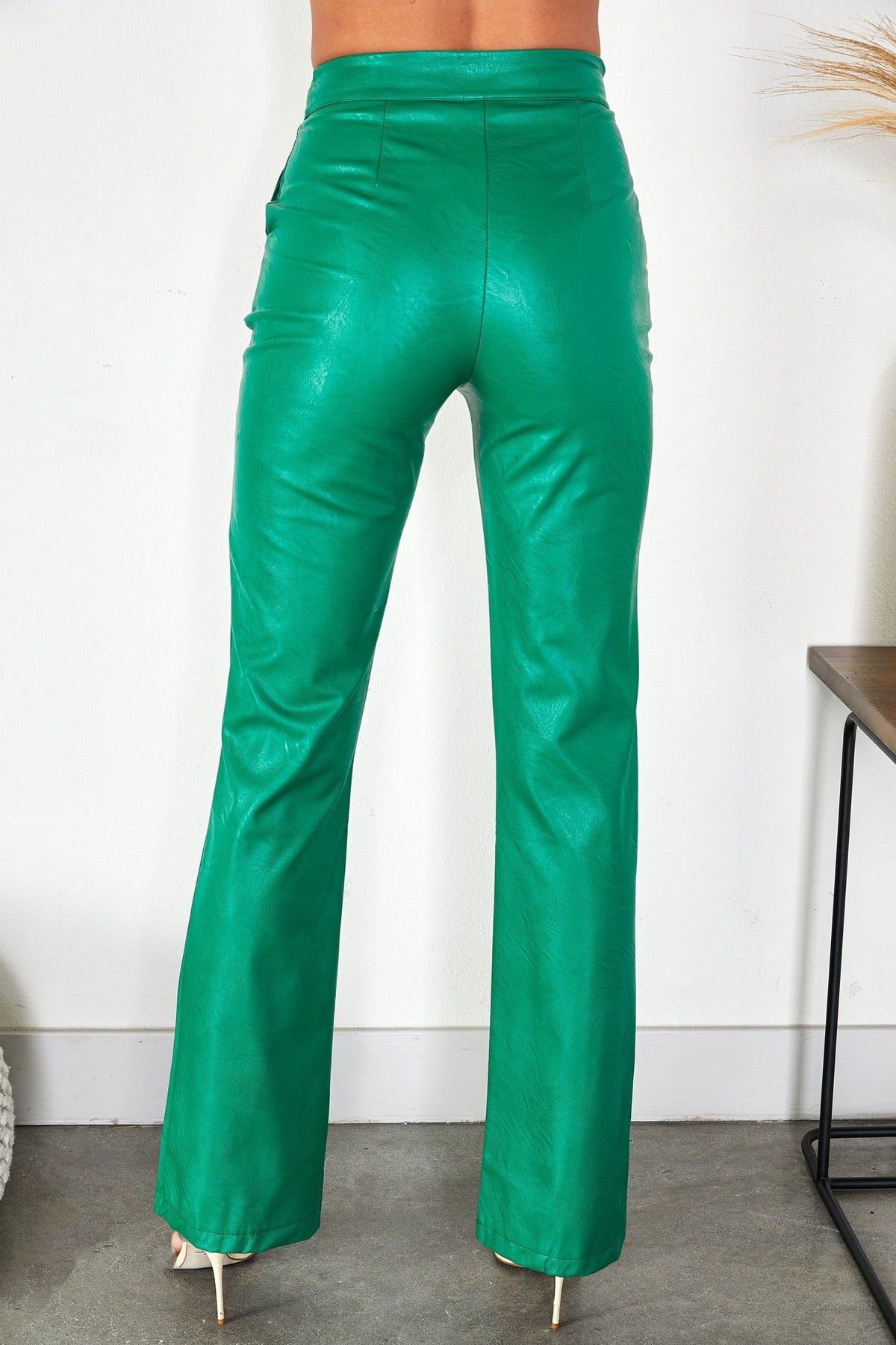 Straight Leg Faux Leather Trousers for Women - View 30