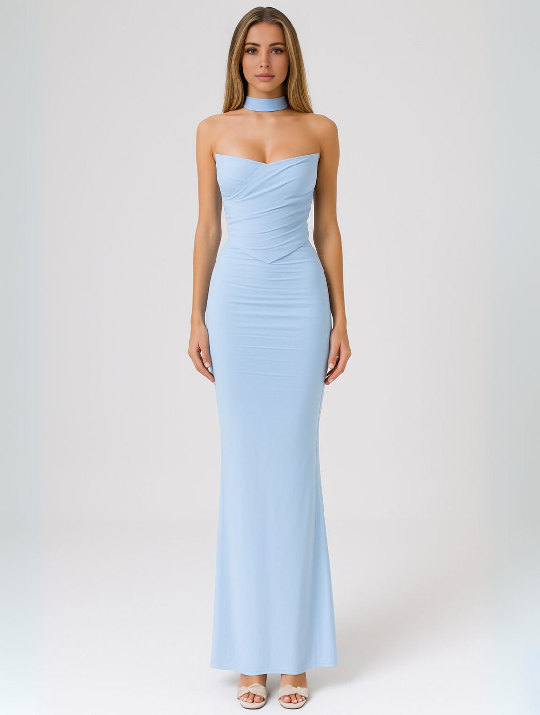 Strapless Choker Maxi Dress for Women