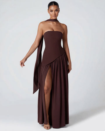 Strapless Corset High Split Maxi Dress for Women