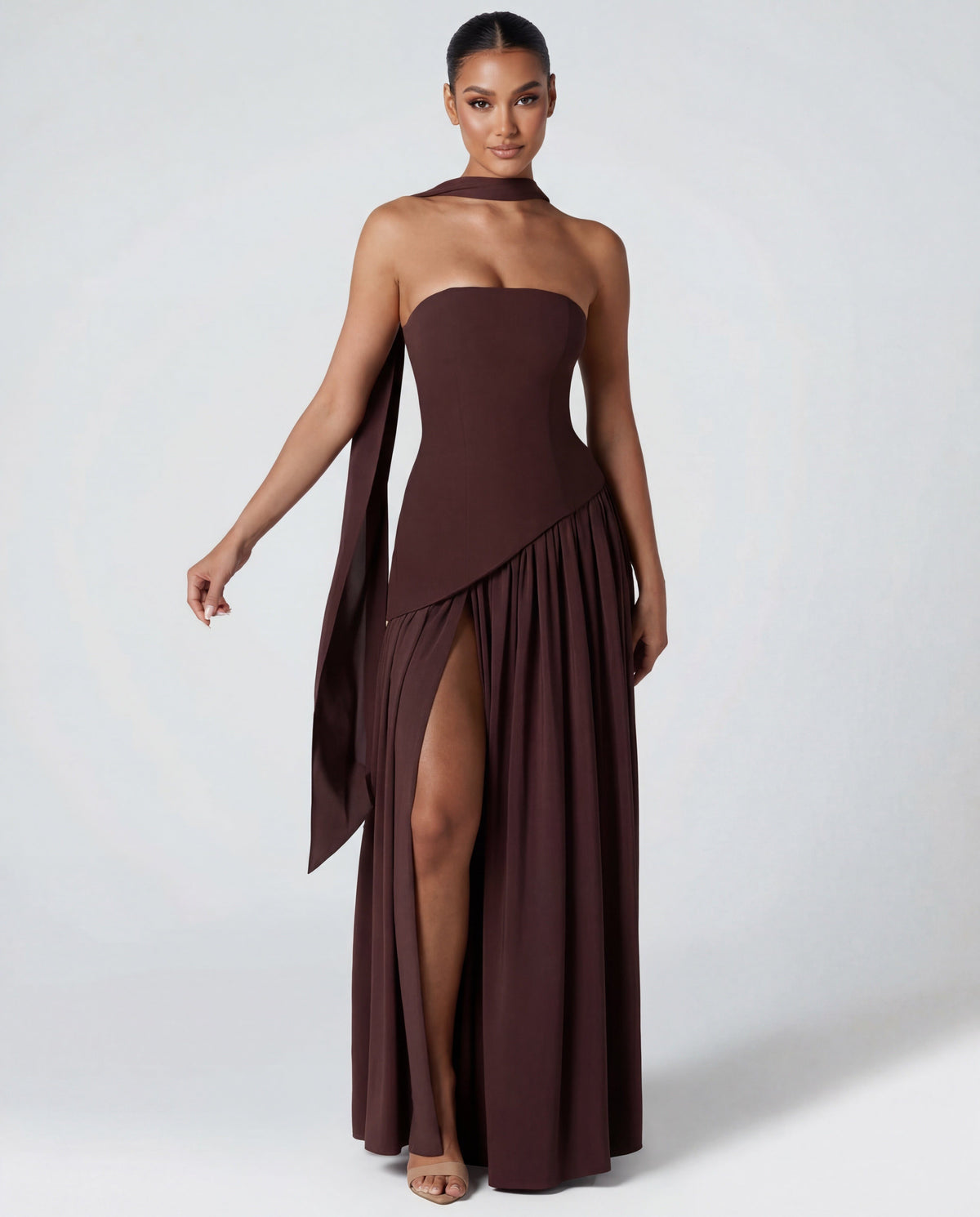 Strapless Corset High Split Maxi Dress for Women