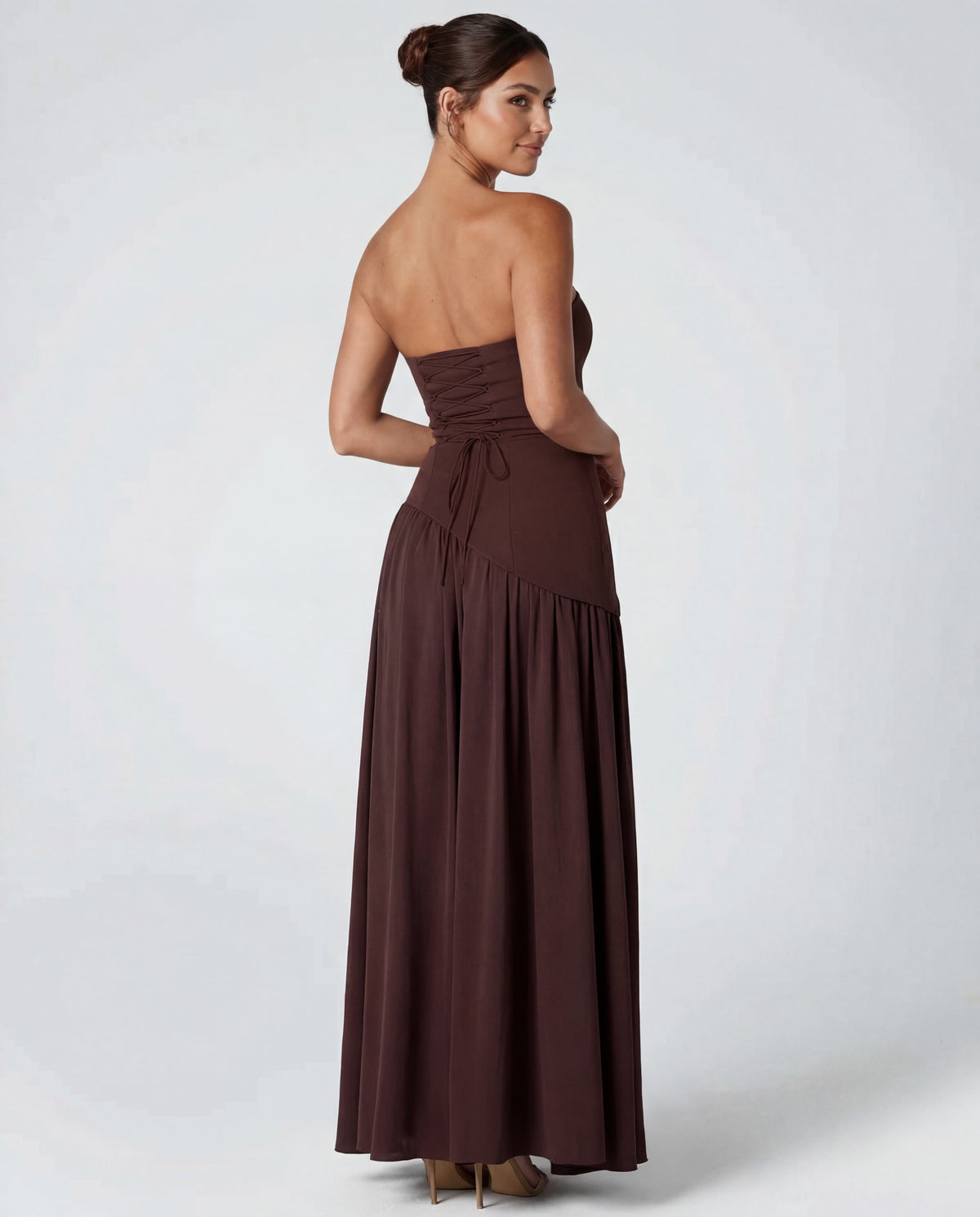 Strapless Corset High Split Maxi Dress for Women - View 2