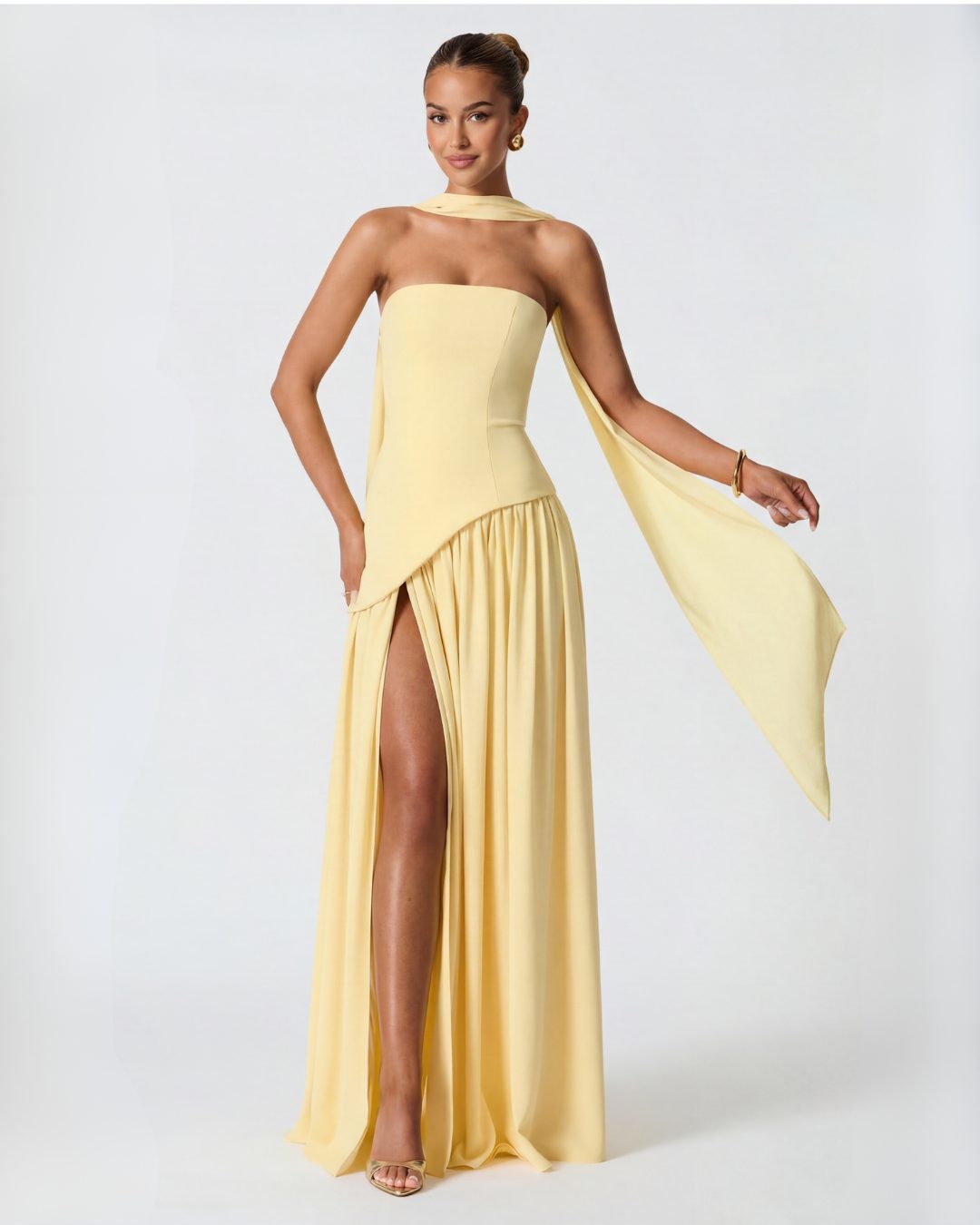 Strapless Corset High Split Maxi Dress for Women - View 6