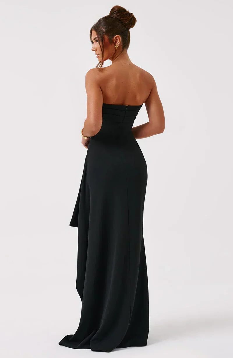 Strapless Maxi Cocktail Dress with Leg Split for Women - View 6