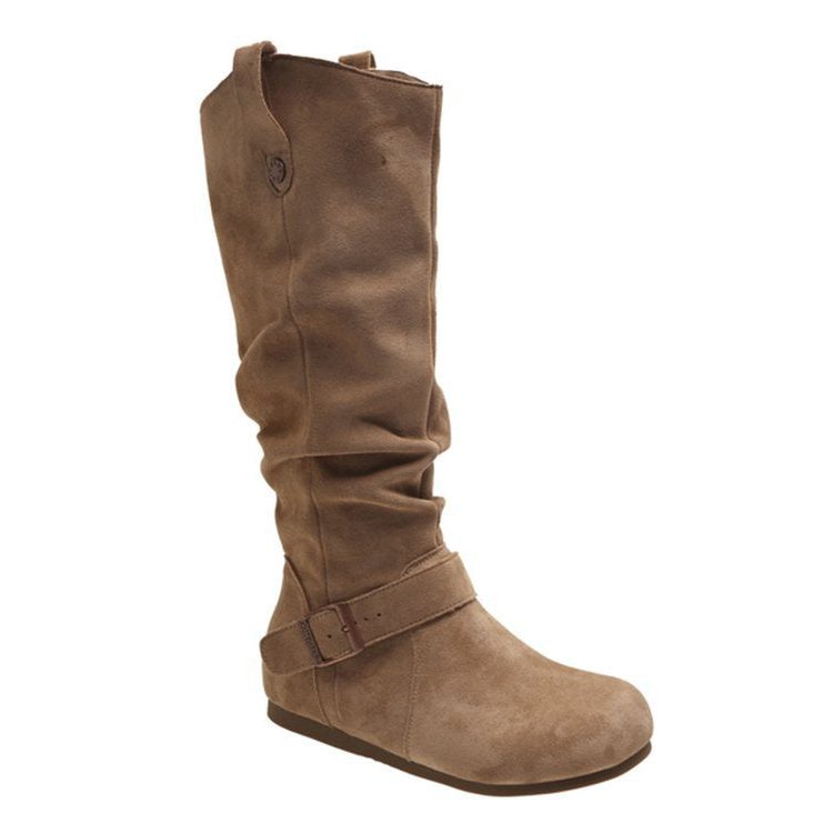 Suede Knee High Boots with Buckle Strap for Women - View 5